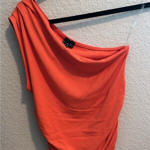 Elegant Orange Off-Shoulder Dress